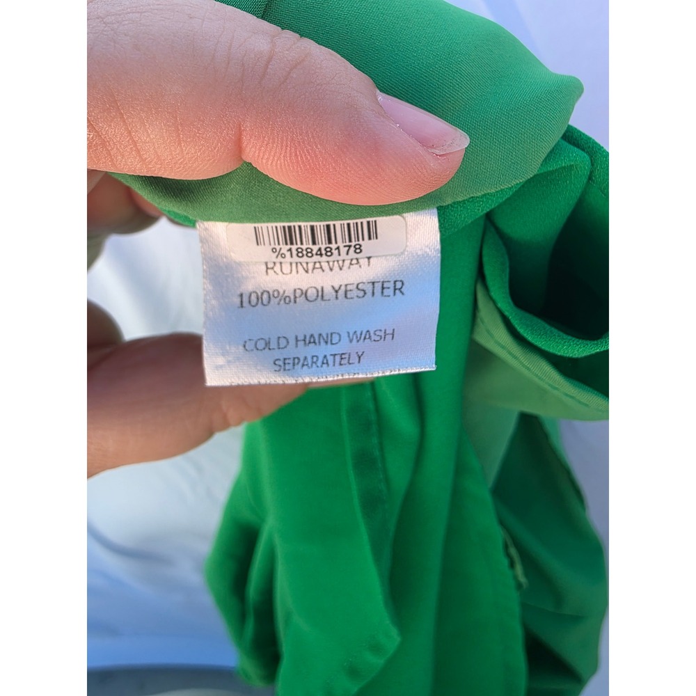 Green One Shoulder Cutout Mini Dress with Side Tie Wrap Skirt - Picture 10 of 10